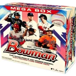 Best Sale ❤️ MLB Topps 2021 Bowman ⚾ Baseball Trading Card MEGA Box [4 Packs + 2 Chrome Packs] ⭐