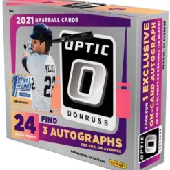 Best Sale 🎁 MLB Panini 2021 Donruss Optic ⚾ Baseball Exclusive Trading Card Box [FOTL, 2 Packs, 3 Autographs, 1 Cracked Ice Parallel Card] 🥰