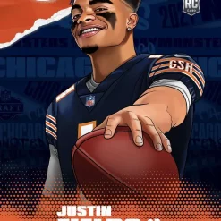 Deals 🎉 NFL Chicago Bears 2021 Instant Draft Night Illustrations Football Justin Fields Trading Card ✨