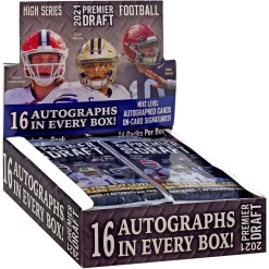 Top 10 🌟 NFL 2021 Hit Premier Draft High Series Football Trading Card HOBBY Box [16 Packs, 16 Autographs] 😉