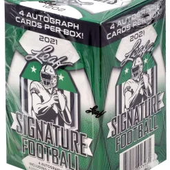 Cheap 🎁 NFL Leaf 2021 Signature Football Trading Card BLASTER Box [4 Autographs] ⌛