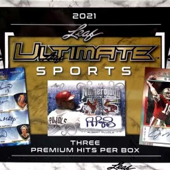 Budget 😀 Leaf 2021 Ultimate Sports Trading Card HOBBY Box [3 Premium Hits] ✔️