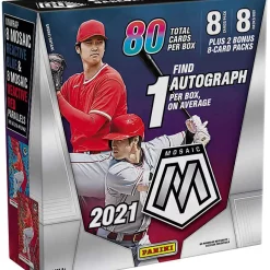 Best deal 🥰 MLB Panini 2021 Mosaic ⚾ Baseball Trading Card MEGA Box [10 Packs, 1 Autograph, 8 Reactive Blue & 8 Reactive Red Parallels] 🔥