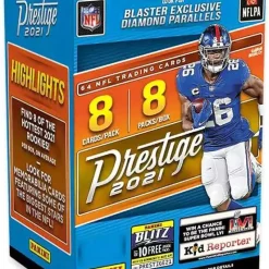 Discount 🥰 NFL Panini 2021 Prestige Football Trading Card BLASTER Box [8 Packs, Diamond Parallels] ✔️