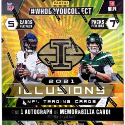 Hot Sale 🤩 NFL Panini 2021 Illusions Football Trading Card MEGA Box [7 Packs, 1 Autograph OR Memorabilia Card] 💯