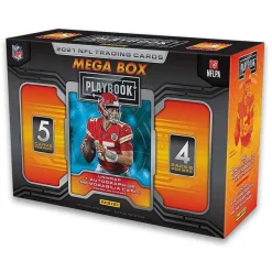 Promo 🤩 NFL Panini 2021 Playbook Football Trading Card MEGA Box [4 Packs, Purple Parallels] ❤️