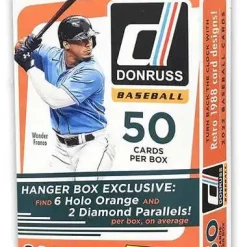 Buy 🌟 MLB Panini 2022 Donruss ⚾ Baseball Trading Card HANGER Box [50 Cards, Find Holo Orange & Diamond Parallels!] 🌟