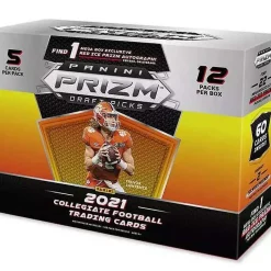 Discount 🧨 NFL Panini 2021 Prizm Draft Picks Football Exclusive Trading Card MEGA Box [12 Packs, 1 RED Ice prizm Autograph] 🧨