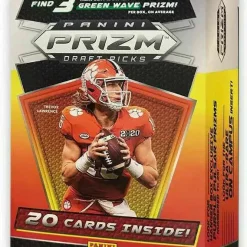 Flash Sale 🥰 NFL Panini 2021 Prizm Draft Picks Football Trading Card HANGER Box [20 Cards, 3 Green Wave Prizms] 🥰