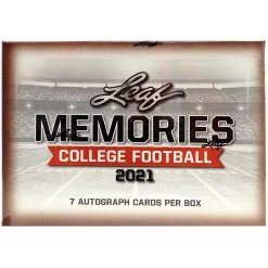 Cheapest 🤩 Collegiate 2021 Leaf Memories College Football Trading Card HOBBY Box [7 Autograph Cards] 🔥