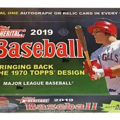 Best Pirce 🔔 MLB Topps 2019 Heritage ⚾ Baseball Trading Card HOBBY Box [24 Packs, 1 Autograph OR Relic Card] 🛒