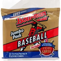 Brand new 😍 MLB Topps 1993 Bowman ⚾ Baseball Trading Card JUMBO Pack [22 Cards] 🥰