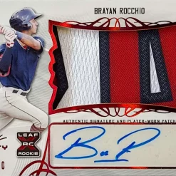 Outlet 👍 MLB Leaf Trinity 2021 Brayan Rocchio Trading Card PA-BR1 [(8/50) Signature and Worn Patch] 💯
