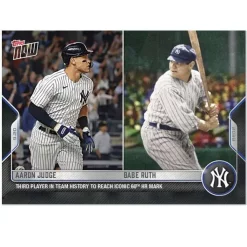 Hot Sale 😍 MLB New York Yankees 2022 Topps Now Aaron Judge & Babe Ruth Trading Card #931 [Third Player In Team History To Reach Iconic 60th HR Mark] 😀