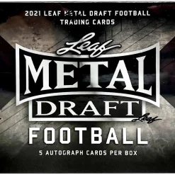 Best Sale 😉 NFL 2021 Metal Draft Football Trading Card HOBBY Box [5 Autograph Cards] ❤️