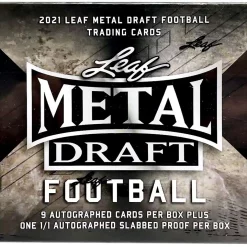 Outlet 🎉 NFL 2021 Metal Draft Football Trading Card HOBBY JUMBO Box [9 Autographs, Plus One 1/1 Autographed Slabbed Proof] 🔔