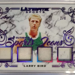 Best deal 🥰 NBA 2021 Leaf Ultimate Sport Larry Bird 2/6 Trading Card USI-15 [Relic] ❤️