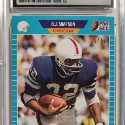 New 😍 NFL 2021 Leaf Pro Set O.J. Simpson Light Blue 5/12 Trading Card PSA-OJ1 [Autographed] [CSG 10] 🔥