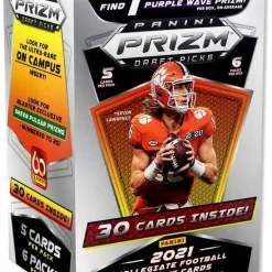 Flash Sale 🎉 NFL Panini 2021 Prizm Draft Picks Football Trading Card BLASTER Box [6 Packs, 1 Purple Wave Prizm] 🌟