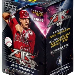 Best Sale 🔔 MLB Topps 2019 Fire ⚾ Baseball Trading Card BLASTER Box [7 Packs + 1 Bonus Pack] 🎉