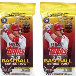 Budget 🎉 MLB Topps 2020 Series 2 ⚾ Baseball LOT of 2 Trading Card VALUE Packs [34 Cards Each] ⌛