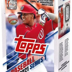 Wholesale 🎉 MLB Topps 2021 Series 1 ⚾ Baseball Trading Card BLASTER Box [7 Packs + 1 Patch Card] 🥰