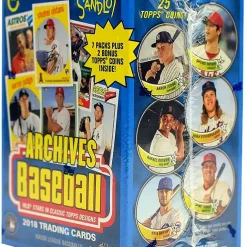 Outlet 🌟 MLB Topps 2018 Archives ⚾ Baseball Trading Card BLASTER Box [7 Packs + 2 Bonus Coins] 😀