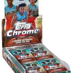 Budget ❤️ OTE Topps 2021-22 Chrome 🏀 Basketball Trading Card HOBBY Box [18 Packs, 2 Autographs] ✔️