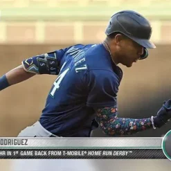 Cheapest ⭐ MLB Topps Julio Rodriguez Trading Card #599 [Leadoff HR. in 1st Game Back from T-Mobile Home Run Derby, Rookie Card] ⭐