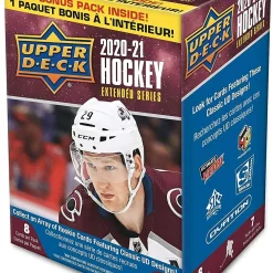 Discount 🧨 NHL Upper Deck 2020-21 Extended Series Hockey Trading Card BLASTER Box [7 Packs + 1 Bonus Pack] ✨