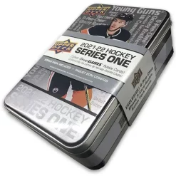 Discount 🔥 NHL Upper Deck 2021-22 Series One Hockey Trading Card Collector's Tin [8 Packs + 1 Bonus Pack] 🧨